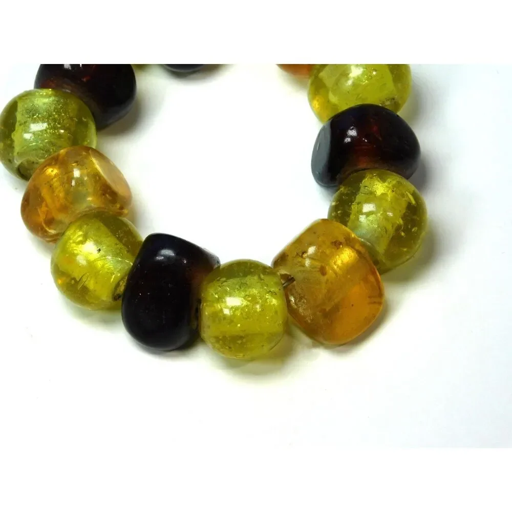 Glass Bead Napkin Rings Set of 4 Lampwork Handmade Amber Topaz Brown